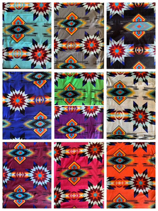 southwest native Style design 9 pieces mixed colors full fleece blanket